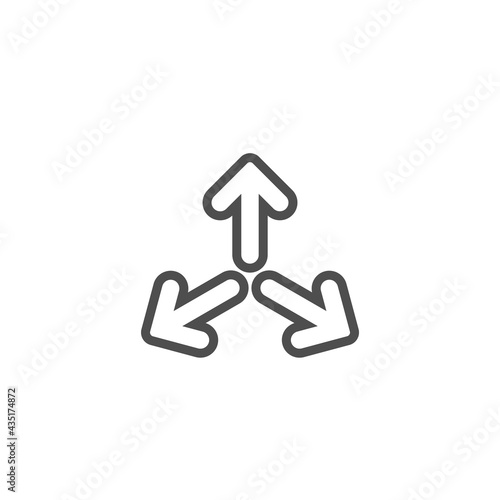 Three black line arrows point out from the center in circle. Expand Arrows icon.