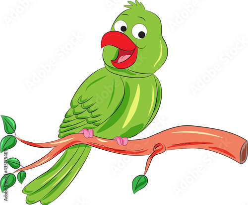 illustration of a parrot on a tree branch