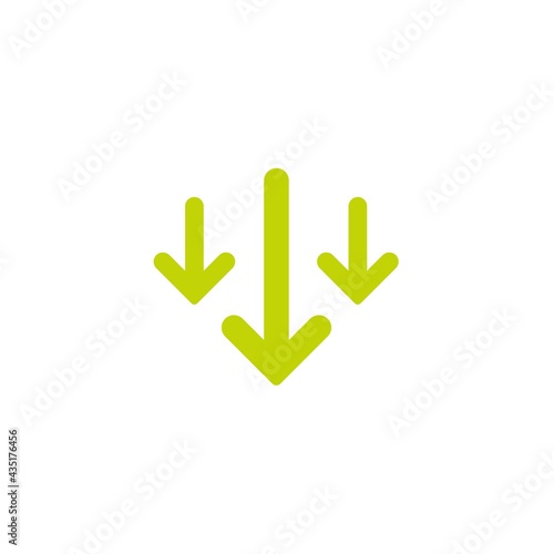 three green arrows down icon. download sign. Fall, decrease