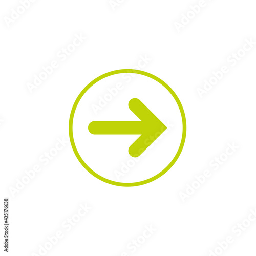 Green Right Arrow icon. Isolated on white. Continue icon.