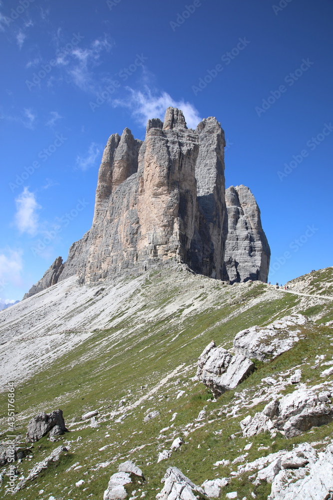 View of the Tre Cime in the Dolomite Mountains, Italy