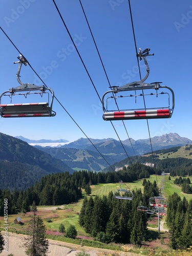 Chair lifts in summer at Avoriaz, Morzine, France