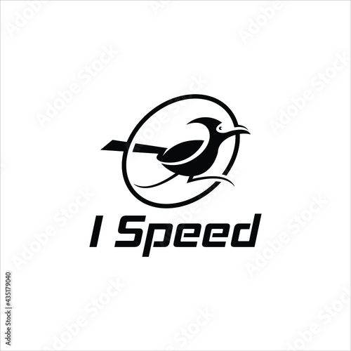Animal Bird Silhouette Black Roadrunner Logo Abstract Mascot Motion Simple Modern Graphic Design Vector Template  photo