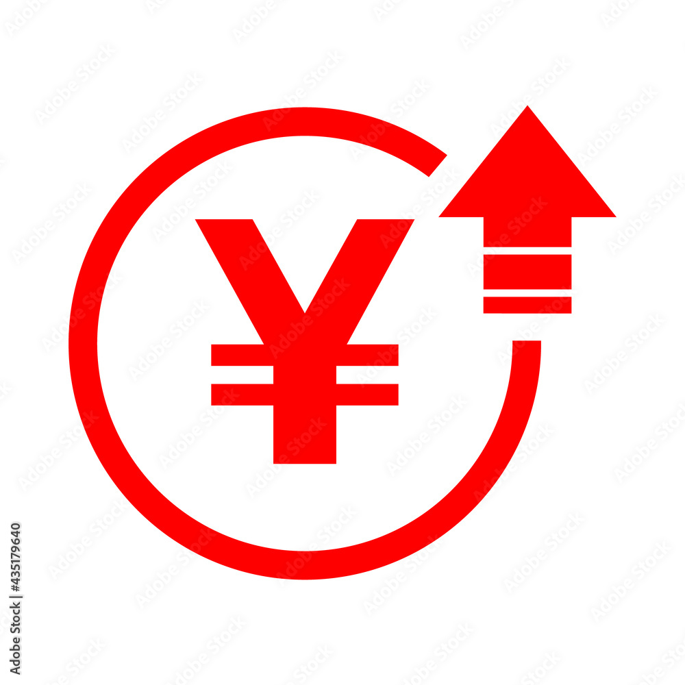 Obraz premium Yen high symbol, cost increase icon. Growth profit bussiness sign vector illustration