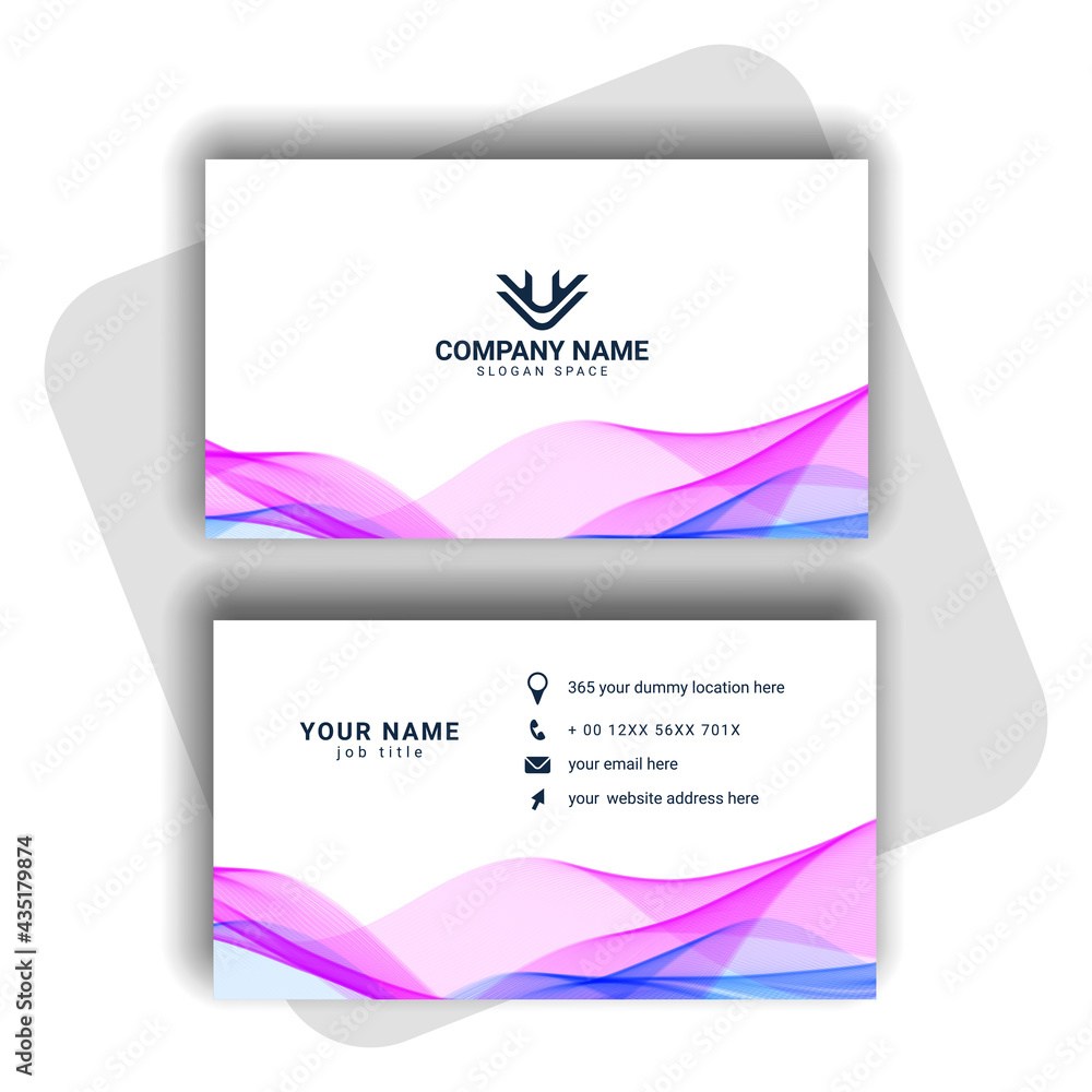 Fototapeta premium blue modern business card design with wavy shape