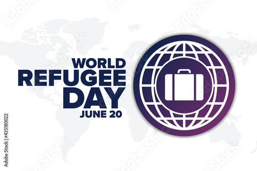 World Refugee Day. June 20. Holiday concept. Template for background, banner, card, poster with text inscription. Vector EPS10 illustration.