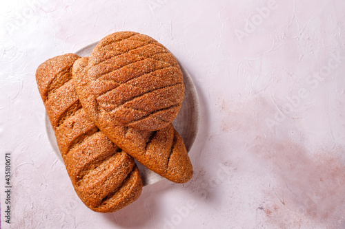 Fresh whole grain brown breads.