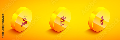 Set Isometric Web camera, Digital door lock and Smart home with smart watch icon. Vector