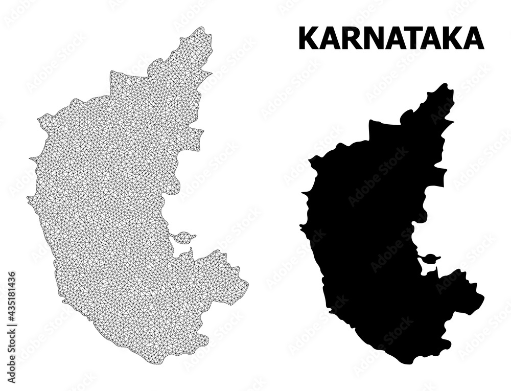 Polygonal mesh map of Karnataka State in high detail resolution. Mesh