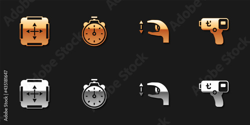 Set Area measurement, Stopwatch, Approximate measurements and Digital thermometer icon. Vector