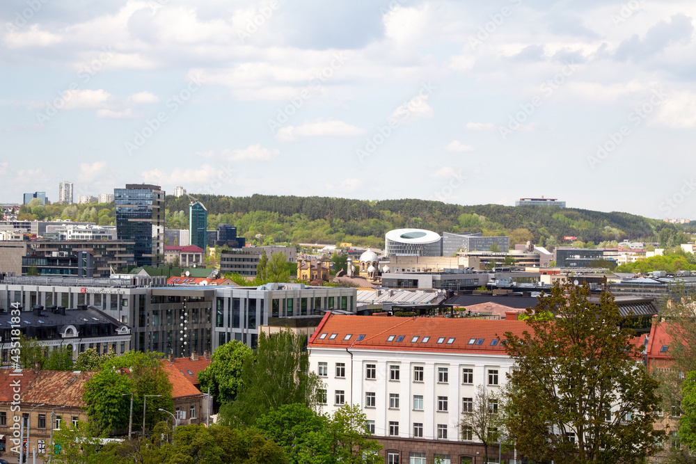 Panorama of the central district of Vilnius. Capital of lithuania. May. Spring in the city. 