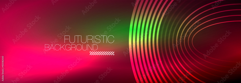Dark abstract background with glowing neon circles. Trendy layout template for business or technology presentation, internet poster or web brochure cover, wallpaper Dark abstract background with glowing neon circles. Trendy layout template for business or technology presentation, internet poster or web brochure cover, wallpaper