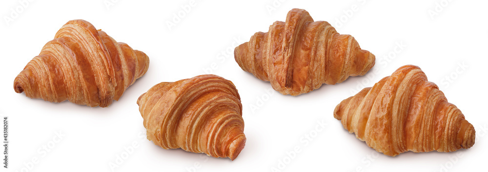 Fresh croissants isolated on white background, Clipping path.