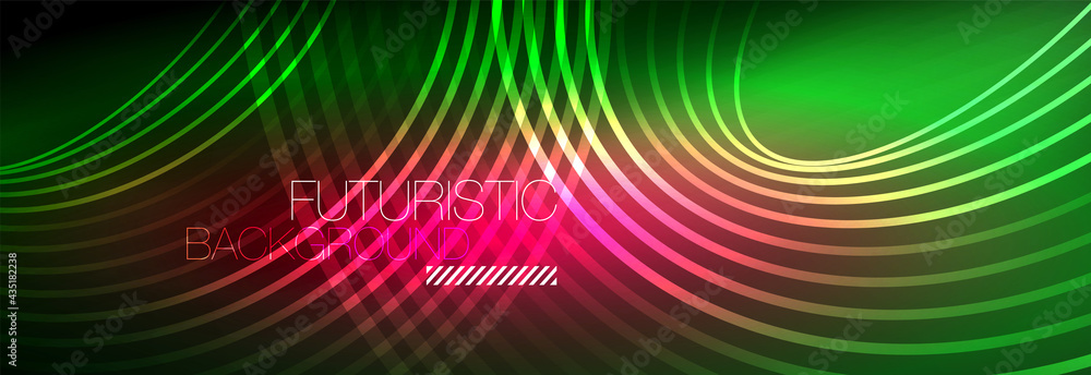 Dark abstract background with glowing neon circles. Trendy layout template for business or technology presentation, internet poster or web brochure cover, wallpaper Dark abstract background with glowing neon circles. Trendy layout template for business or technology presentation, internet poster or web brochure cover, wallpaper