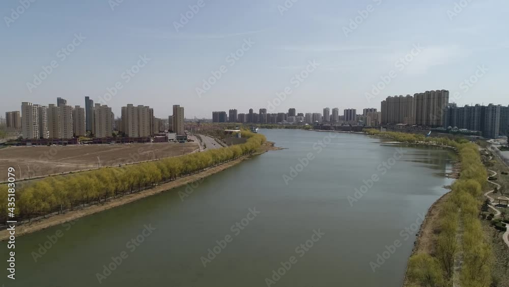 Architectural scenery of waterfront city, North China Architectural scenery of waterfront city, North China