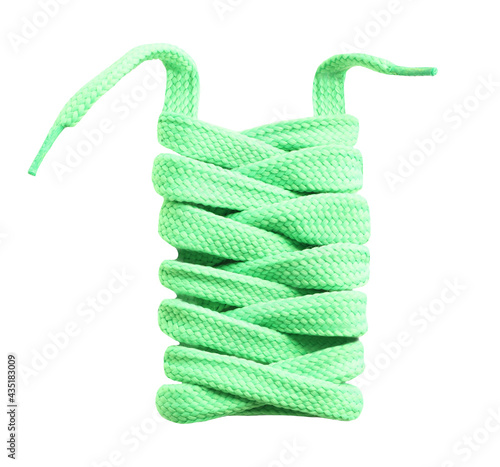 Green shoe laces isolated on white