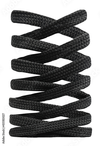 Black shoe laces isolated on white