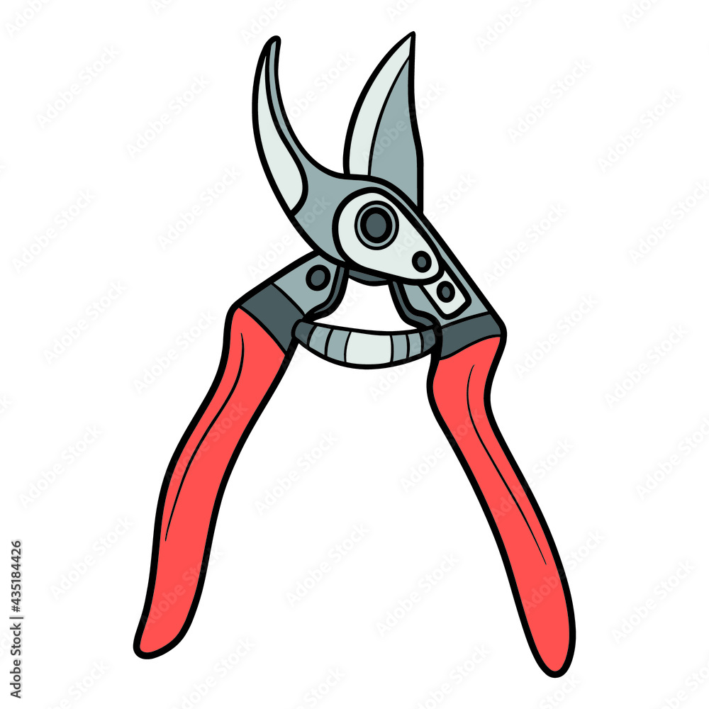 hand drawn secateurs. vector, comic, outline, isolated. hand drawn secateurs. vector, comic, outline, isolated.