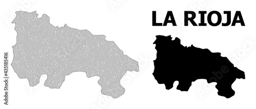 Polygonal mesh map of La Rioja Spanish Province in high detail resolution. Mesh lines  triangles and points form map of La Rioja Spanish Province.