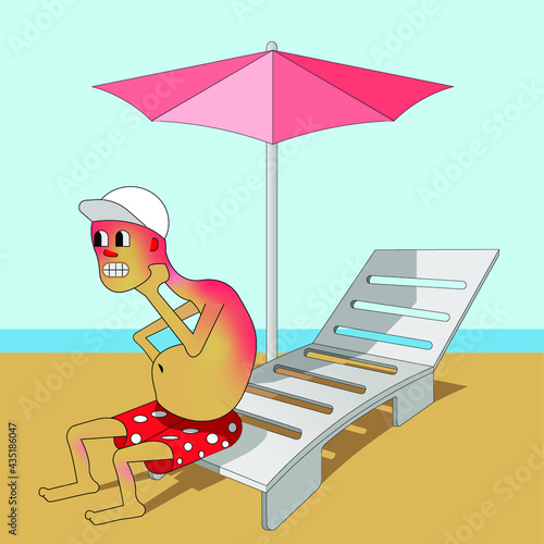 Man burned out on the beach