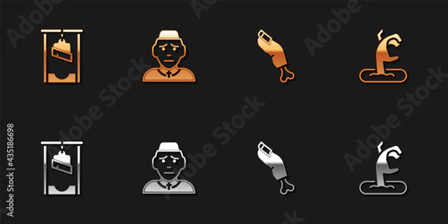 Set Guillotine, Priest, Zombie finger and hand icon. Vector