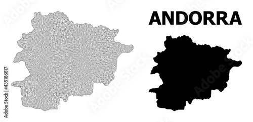 Polygonal mesh map of Andorra in high resolution. Mesh lines  triangles and points form map of Andorra.