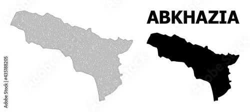 Polygonal mesh map of Abkhazia in high resolution. Mesh lines, triangles and dots form map of Abkhazia. High resolution wire frame 2D polygonal line network in vector format on a white background.