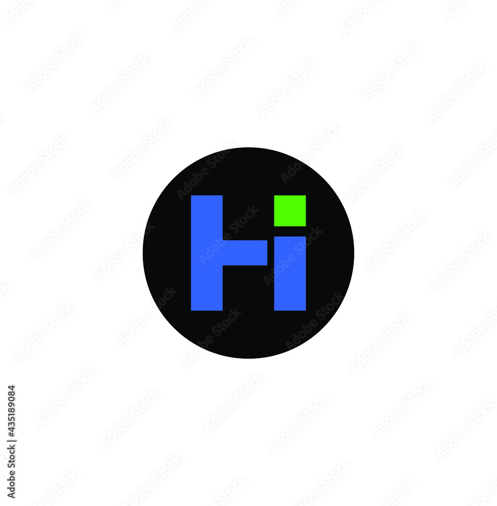 Hi letters logo. HI company logo. Hi monogram on round. Hi letters logo. HI company logo. Hi monogram on round.