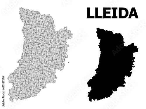 Polygonal mesh map of Lleida Province in high detail resolution. Mesh lines, triangles and dots form map of Lleida Province. photo