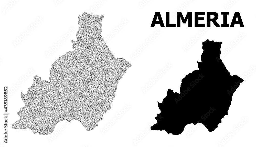 Polygonal mesh map of Almeria Province in high detail resolution. Mesh lines, triangles and dots form map of Almeria Province.