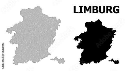 Polygonal mesh map of Limburg Province in high detail resolution. Mesh lines, triangles and dots form map of Limburg Province.
