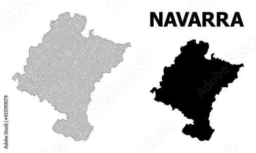 Polygonal mesh map of Navarra Province in high detail resolution. Mesh lines  triangles and points form map of Navarra Province.