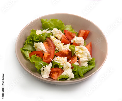 Fresh healhty salad with eggs and vegetables isolated