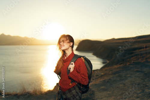 hiker outdoors landscape rocky mountains travel adventure