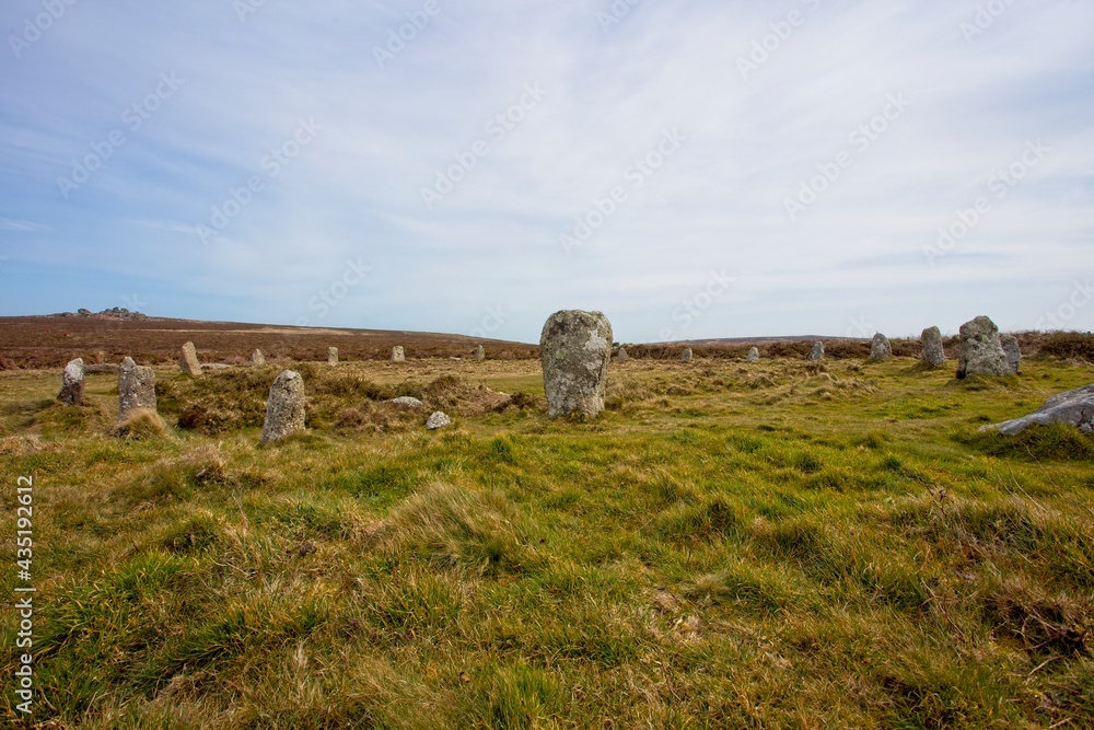Tregeseal Stone Circle, west Cornwall, England, UK. HDR