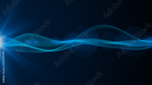 Blue color digital particle wave flow and light technology cyberspace abstract background © Supichchanan
