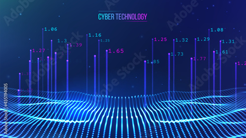 Technology cloud world. Networked systems vector concept. Blue background smart city concept. eps 10