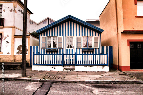 Striped and colorful facades in Costa Nova