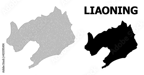 Polygonal mesh map of Liaoning Province in high resolution. Mesh lines, triangles and dots form map of Liaoning Province.