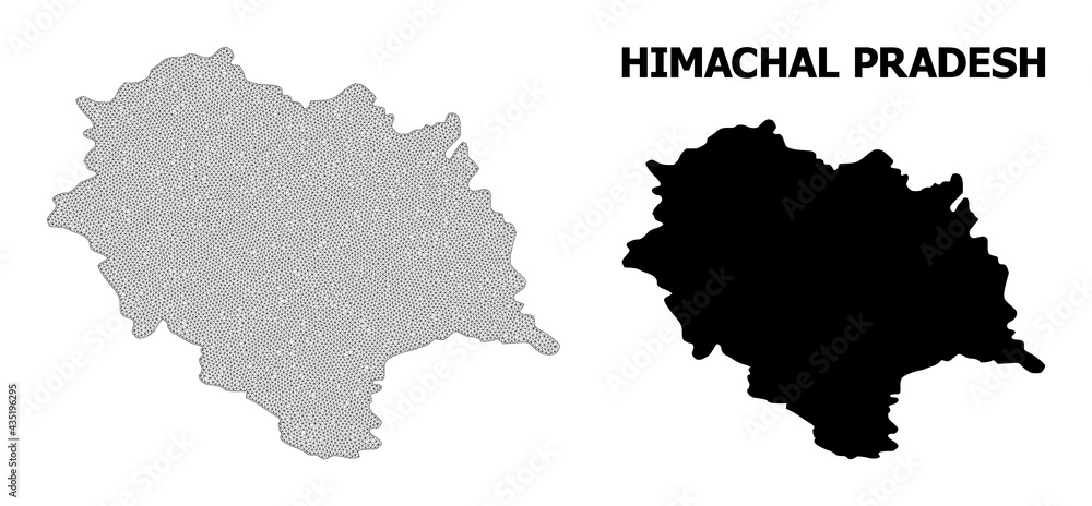 Polygonal mesh map of Himachal Pradesh State in high resolution. Mesh lines, triangles and points form map of Himachal Pradesh State. Polygonal mesh map of Himachal Pradesh State in high resolution. Mesh lines, triangles and points form map of Himachal Pradesh State.