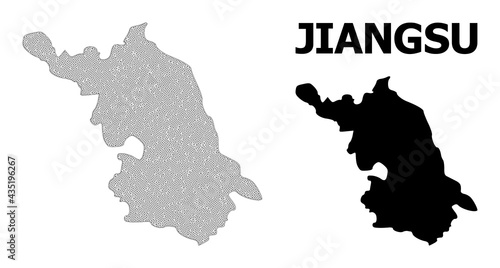 Polygonal mesh Map of Jiangsu Province in high detail resolution. Mesh lines, triangles and dots form Map of Jiangsu Province.