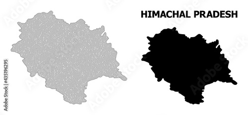 Polygonal mesh map of Himachal Pradesh State in high resolution. Mesh lines  triangles and points form map of Himachal Pradesh State.