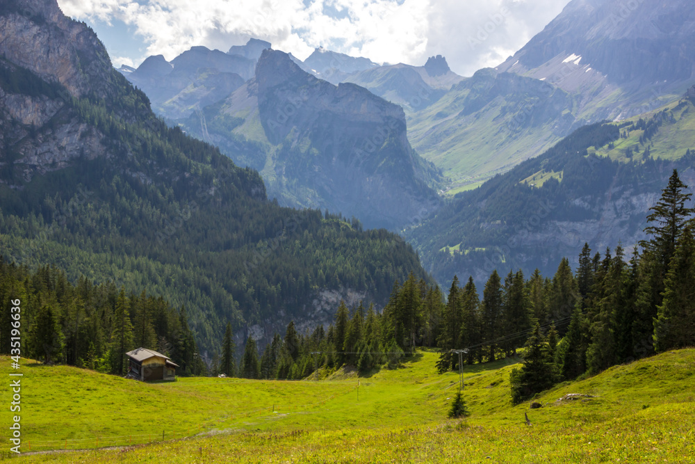 The Kandersteg Valley and mountain pastures in Switzerland 
