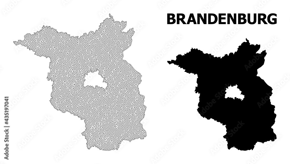 Polygonal mesh map of Brandenburg State in high detail resolution. Mesh lines, triangles and points form map of Brandenburg State.