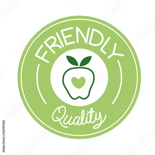 friendly quality label with apple