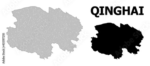 Polygonal mesh map of Qinghai Province in high resolution. Mesh lines, triangles and points form map of Qinghai Province.