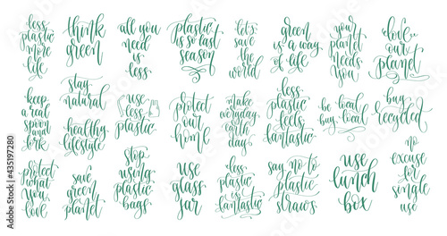 set of 25 go green quotes calligraphy designs