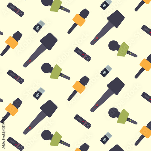 Microphone and report journalist seamless pattern