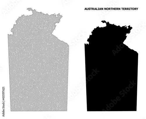 Polygonal mesh map of Australian Northern Territory in high detail resolution. Mesh lines, triangles and dots form map of Australian Northern Territory.
