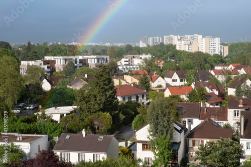 Photography Building and houses in the Paris suburbs of Massy in Essonne, France